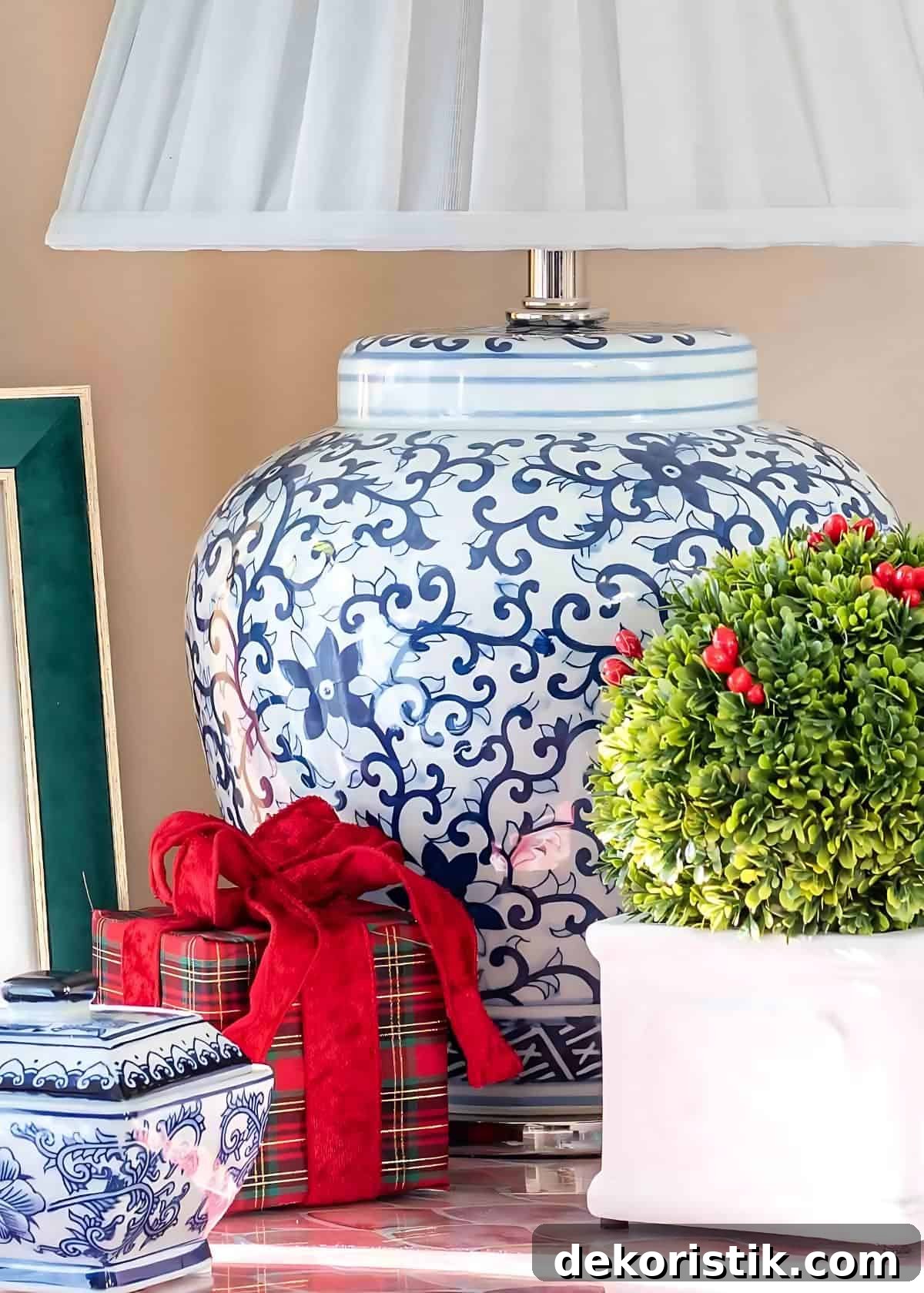 Christmas end table vignette