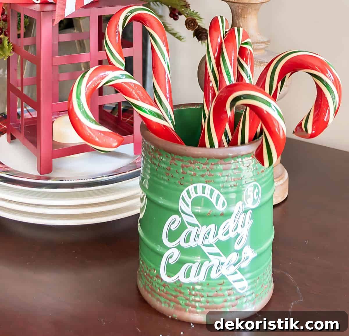candy canes in a Christmas container