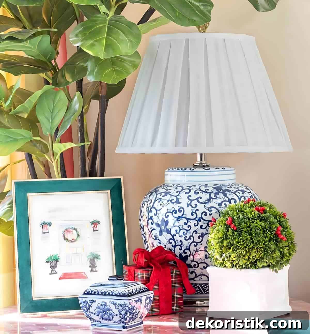 Christmas end table vignette