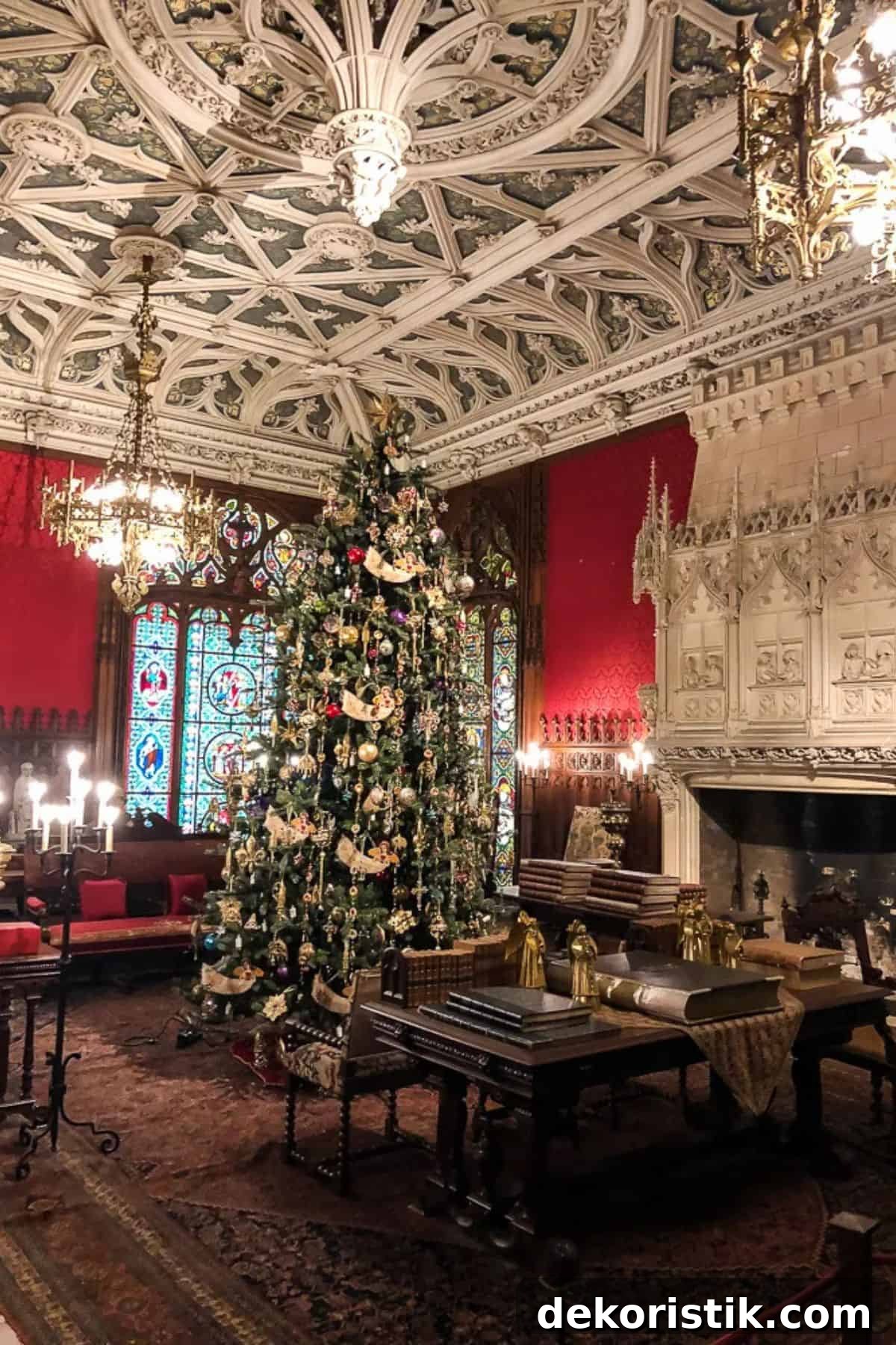 old house decorated for Christmas