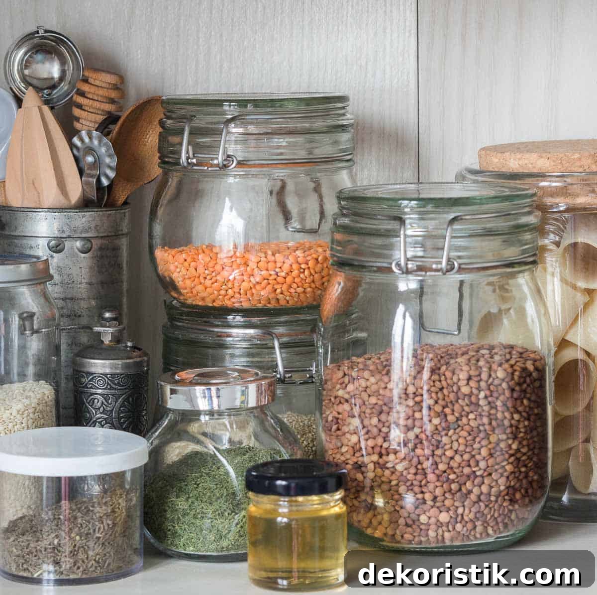 glass storage containers in pantry