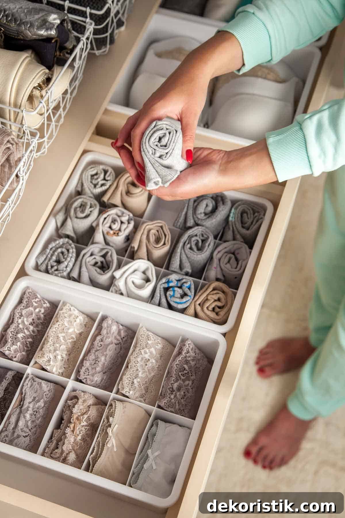 organized sock and underwear drawer