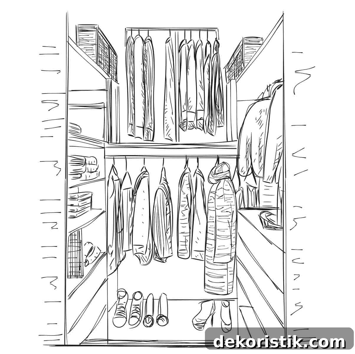 sketch of closet organization plan