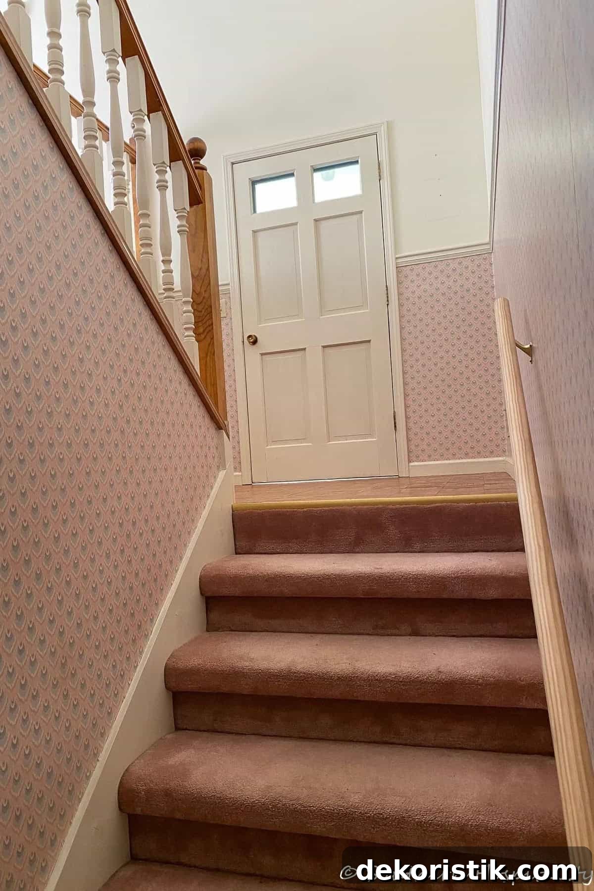 steps leading up to a front door landing indoors
