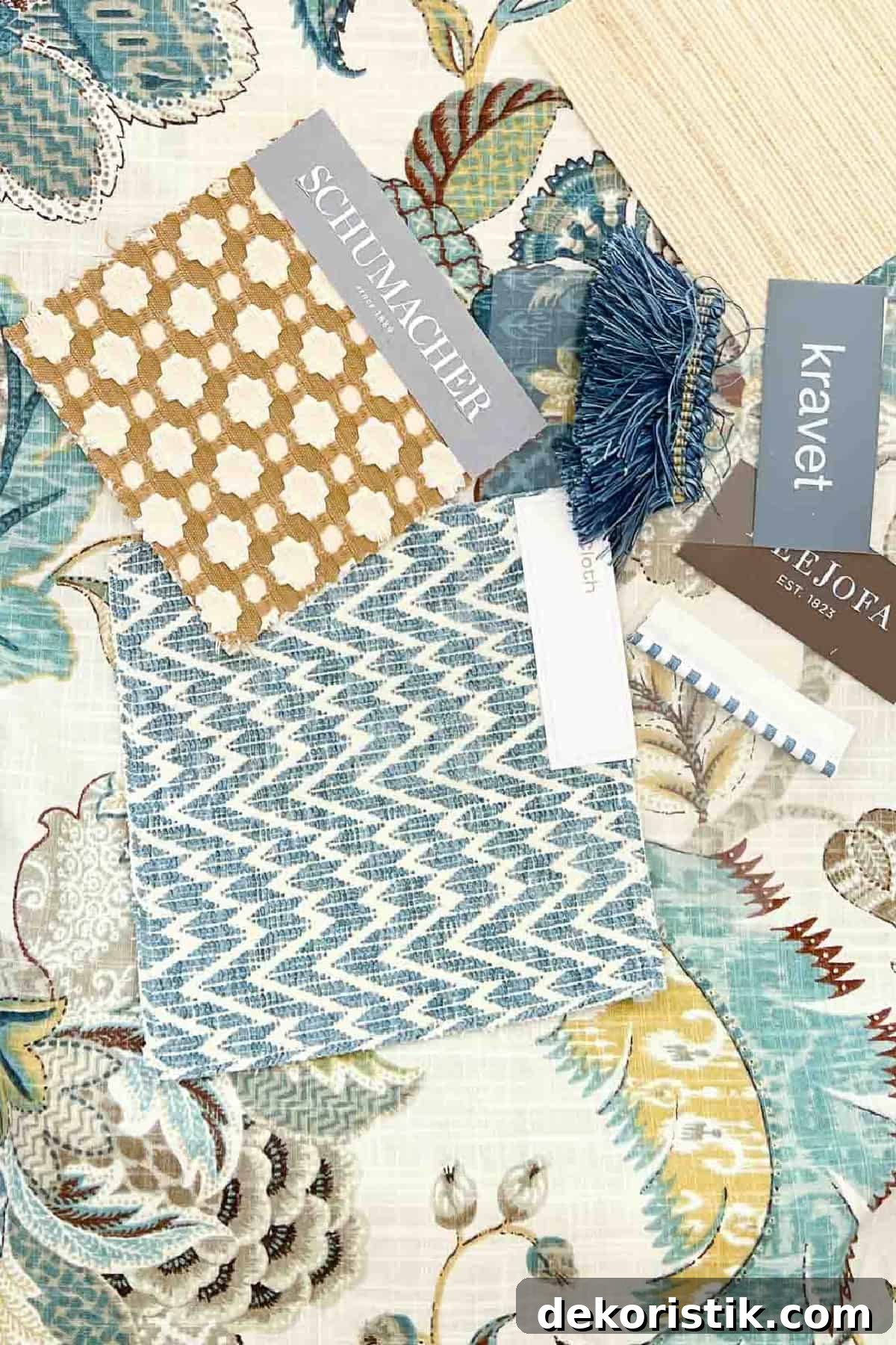 overhead view of multiple fabric swatches