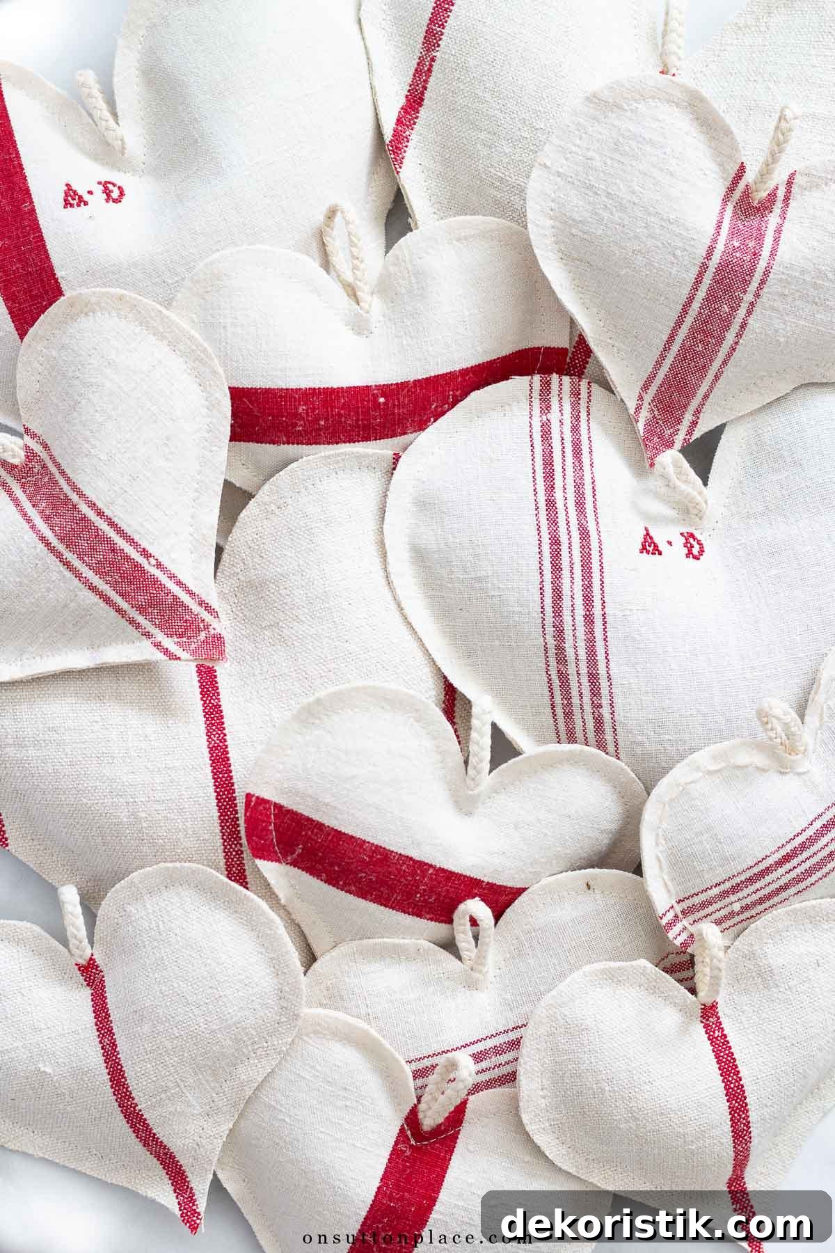 overhead view of handmade hearts