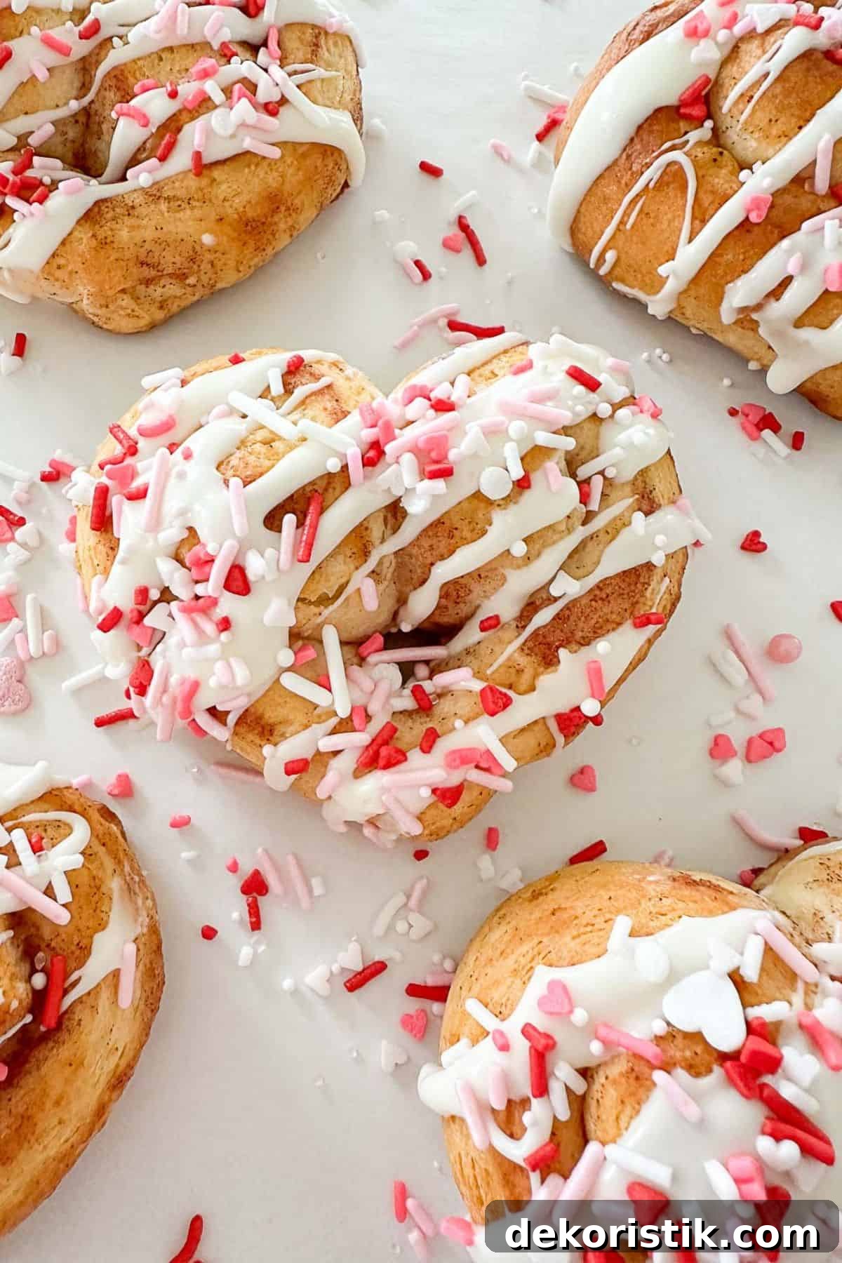 heart shaped cinnamon rolls