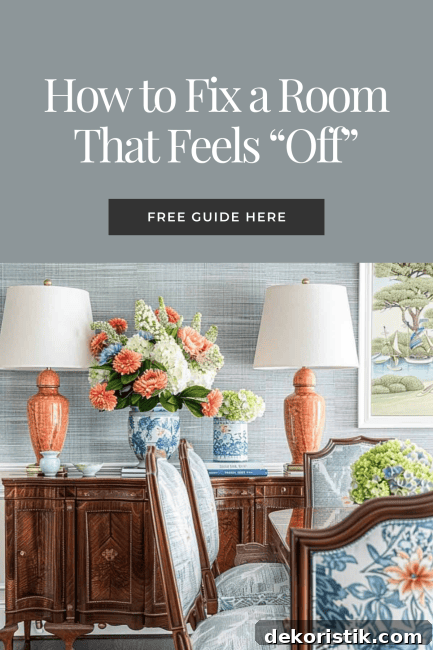 Does your room feel off even though you can’t figure out why? These decorating tips will help you fix layout, lighting, color, and accessories so your space feels right. Save these ideas for later!