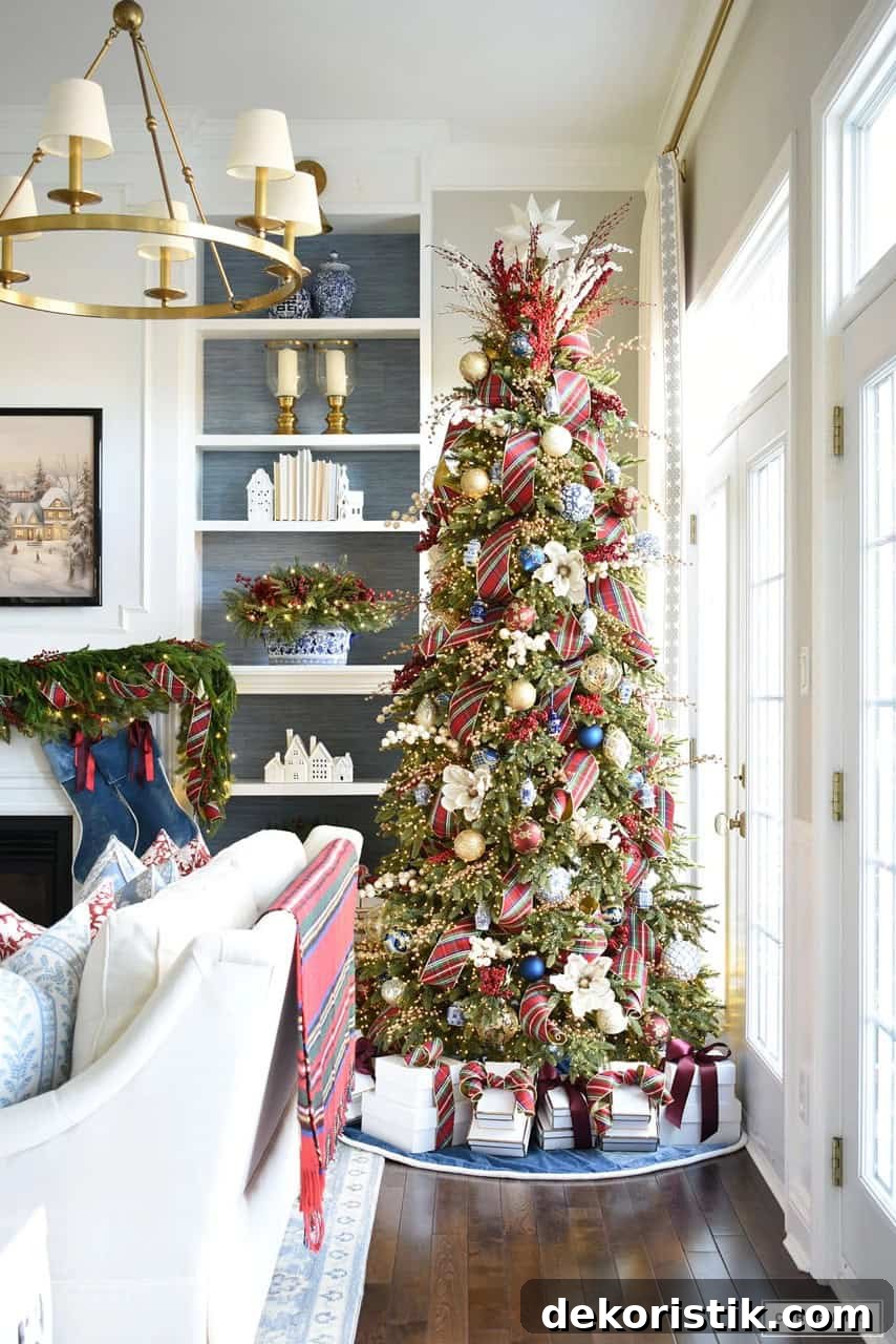 Blue and green Christmas Living Room