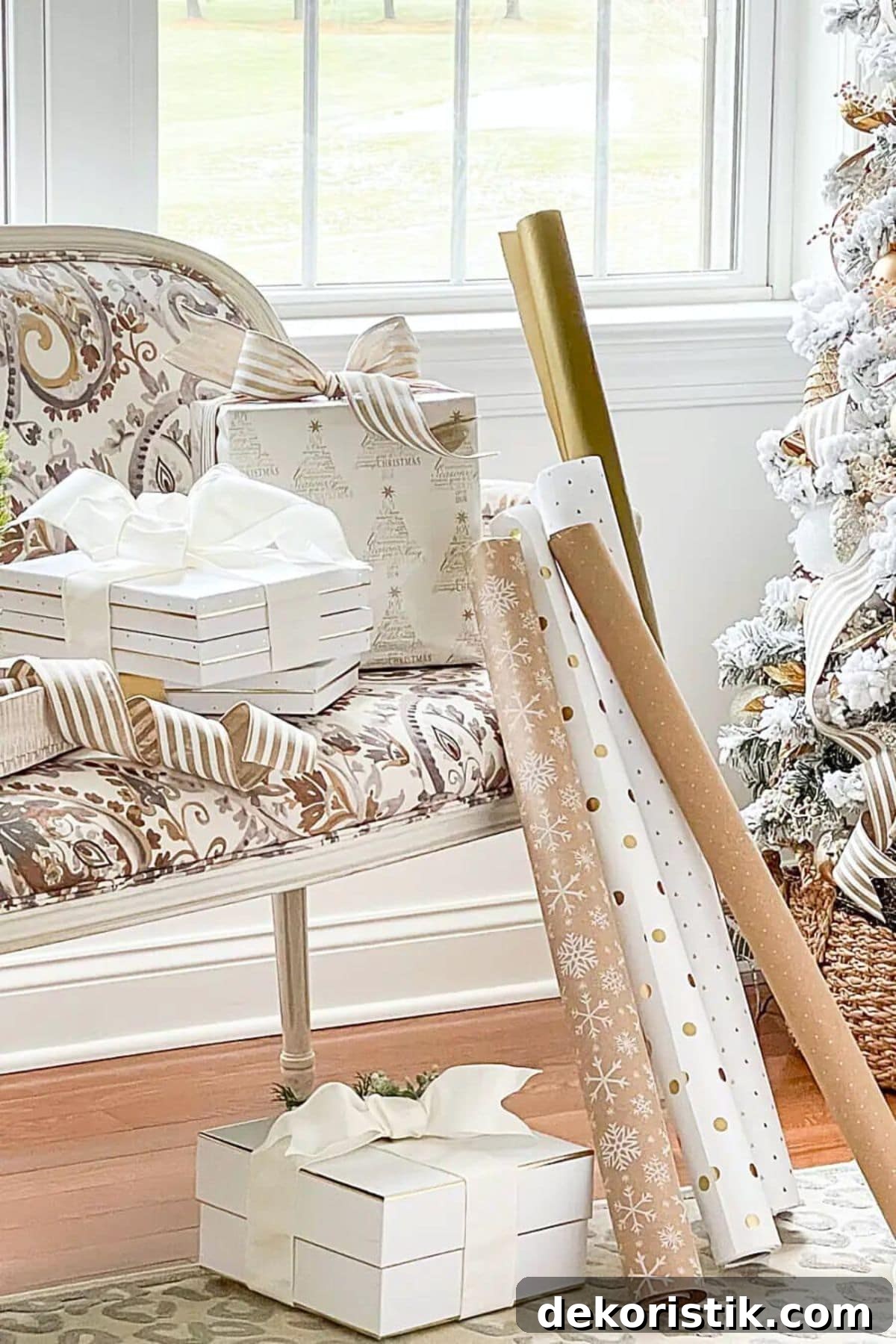 Classic Christmas decor with greenery accents