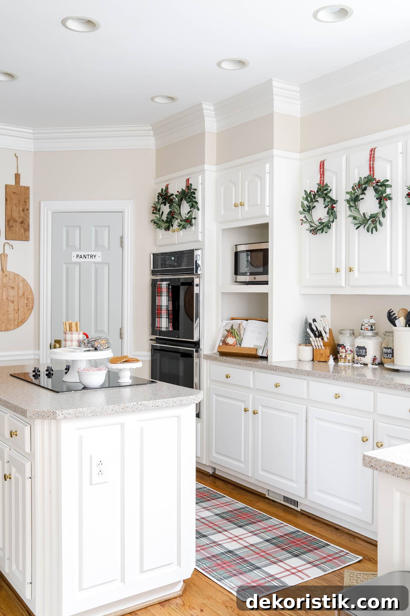 Traditional Christmas kitchen with red accents