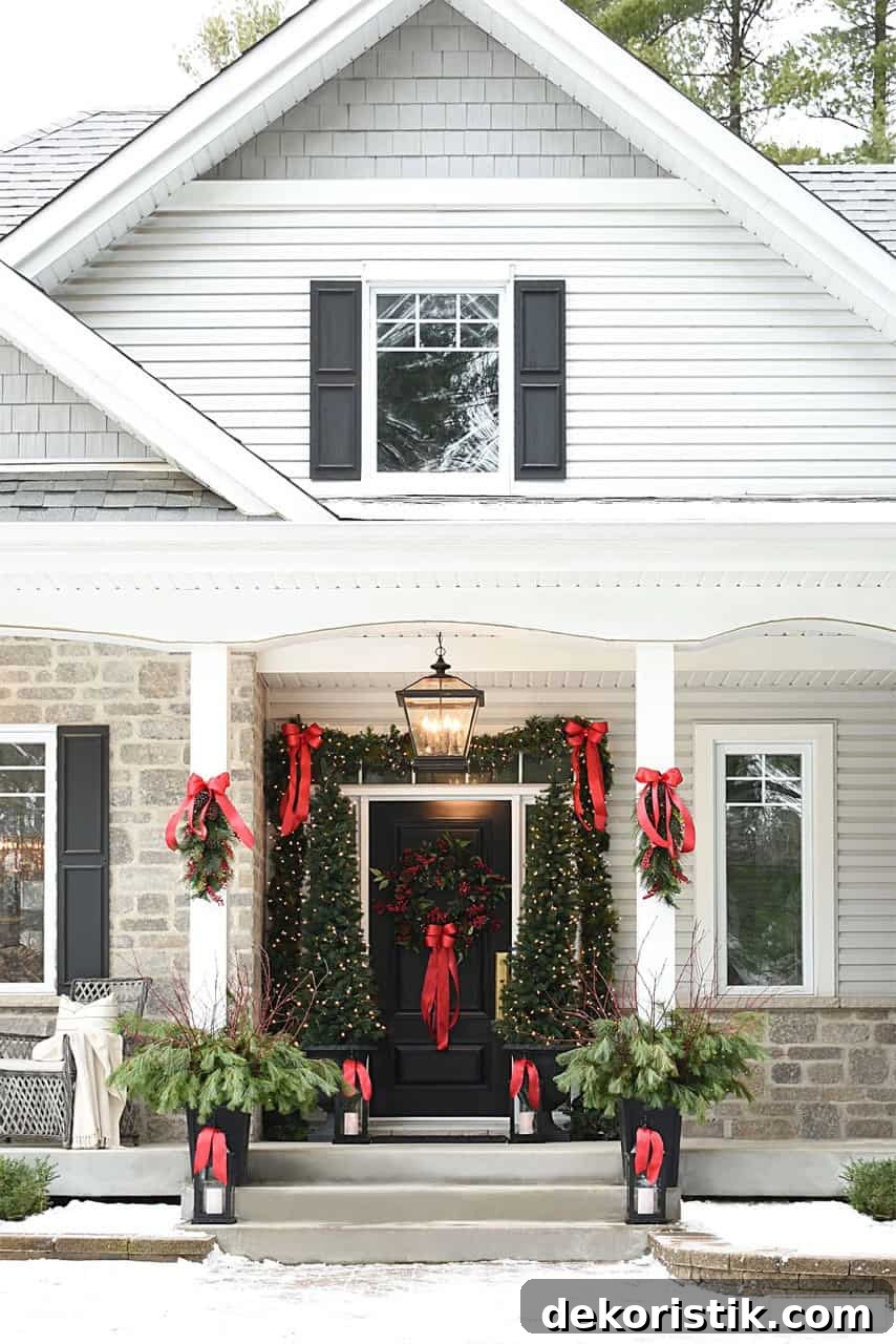 Holiday Decorating Ideas to Make Your Home Merry and Bright 4 Christmas Front Porch in Classic Red