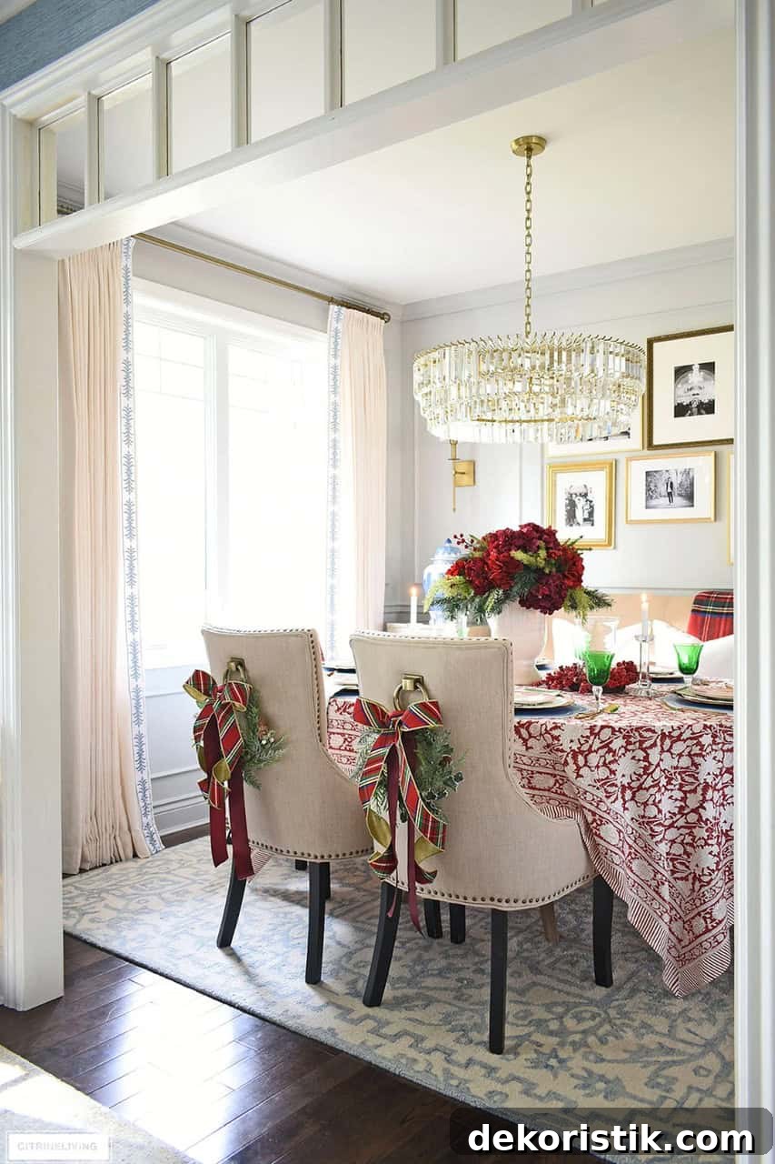 Festive dining room tablescape