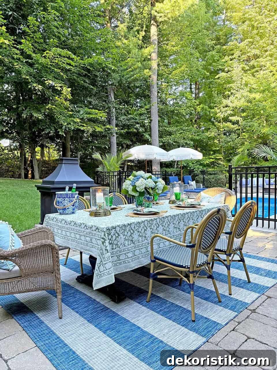 block print summer tablescape