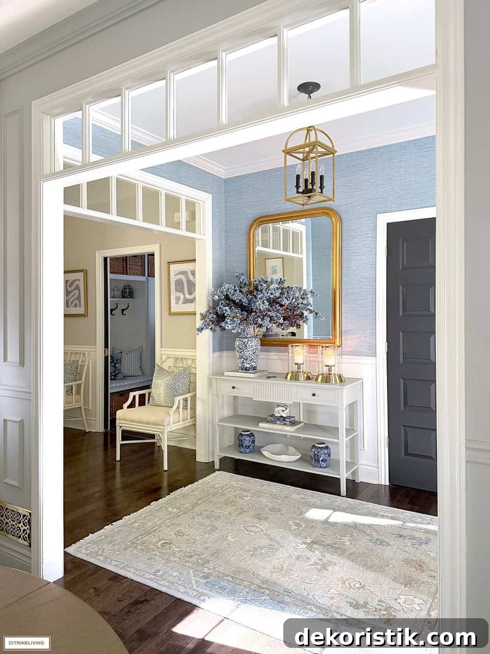 Cozy Fall Decor Ideas to Welcome Autumn 6 Fall Entryway Layered in Stunning Blues