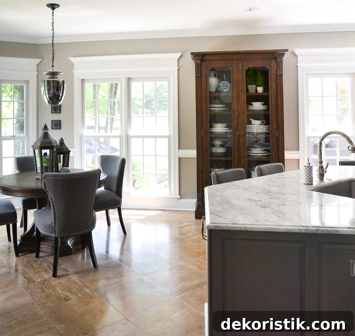 Stunning Kitchen Remodel: Before and After Reveal 13 view looking into a breakfast nook in a bay window area of a kitchen