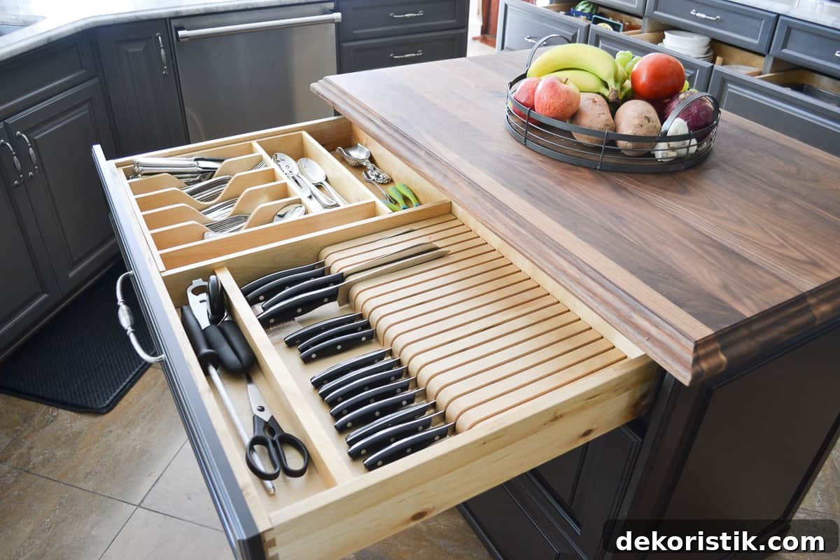 Stunning Kitchen Remodel: Before and After Reveal 6 knife and utensil organizer inside a kitchen island