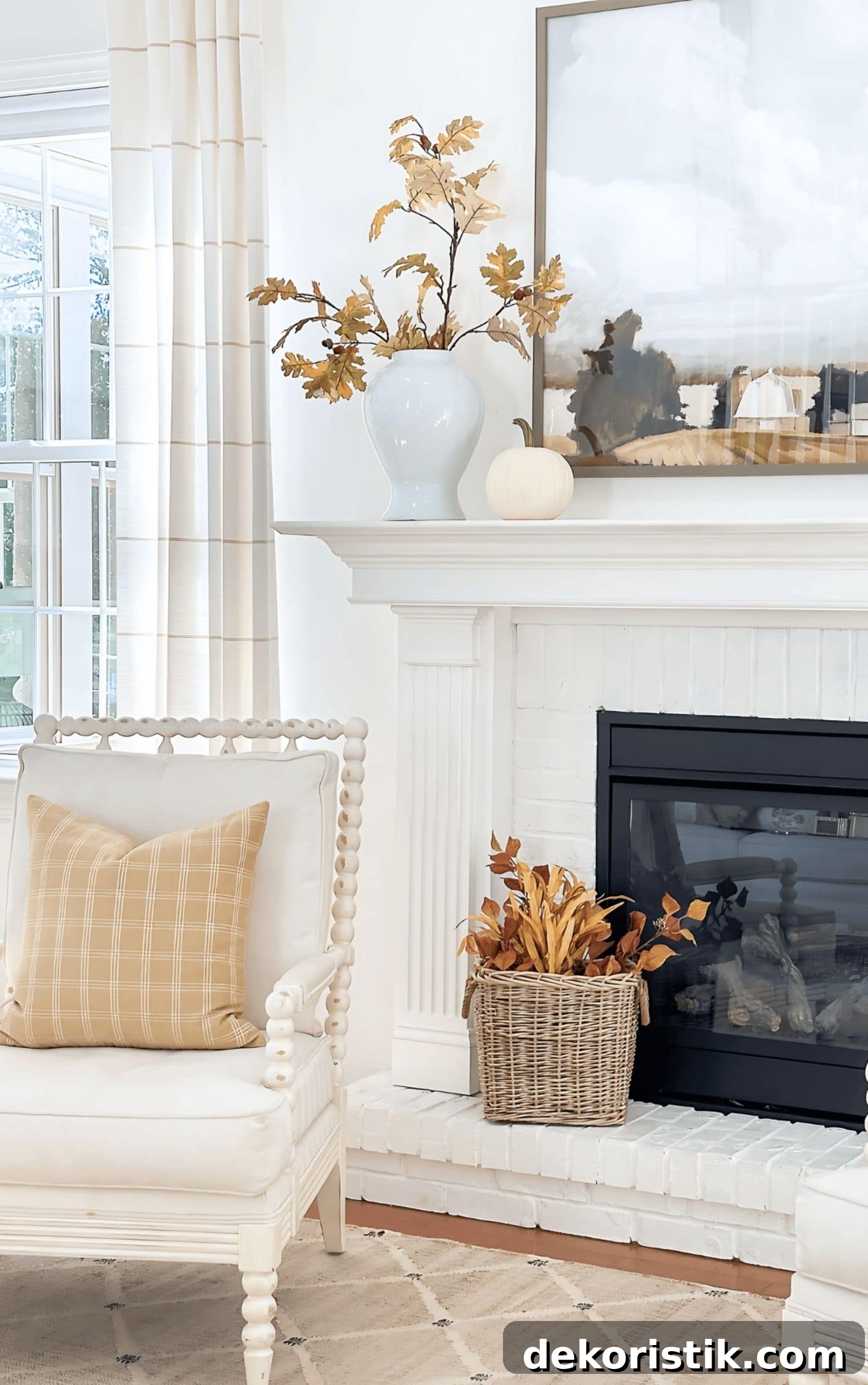 Fall mantel decorated with simple seasonal accents