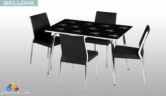 bellona mobilya ritim masa ve sandalye takimi siyah