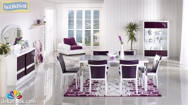 istikbal mobilya bianco yemek odasi beyaz mor3
